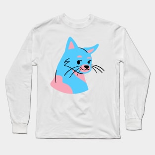 Cat in transgender pride colors Long Sleeve T-Shirt